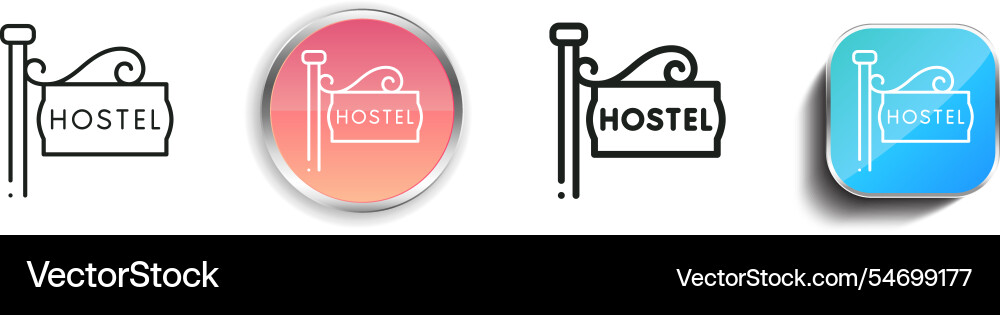 Hostel icon thin linear regular and button style vector image