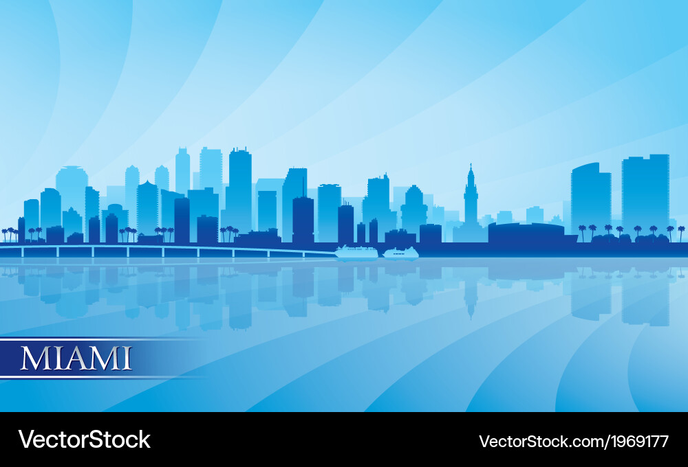 Miami Skyline Silhouette Vector Image