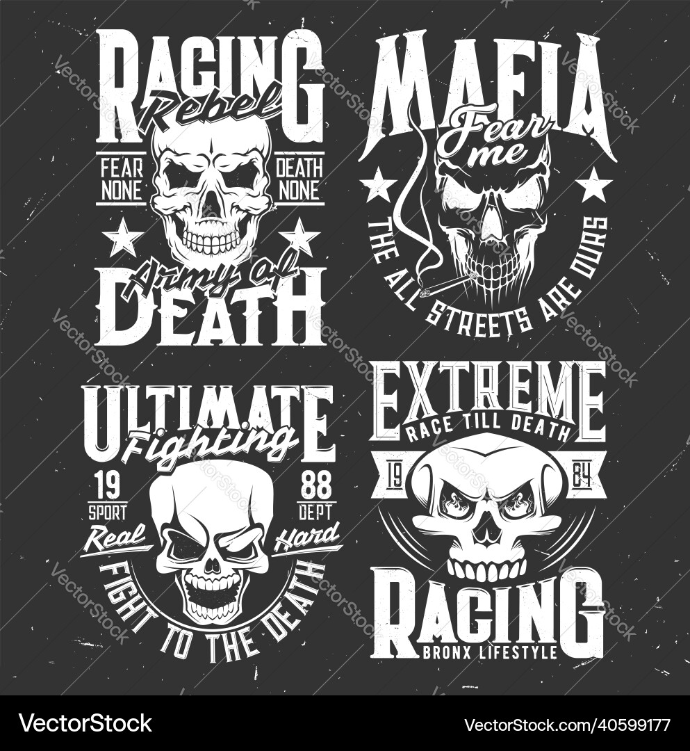 Skull Racing & Mafia Prints Vector Image