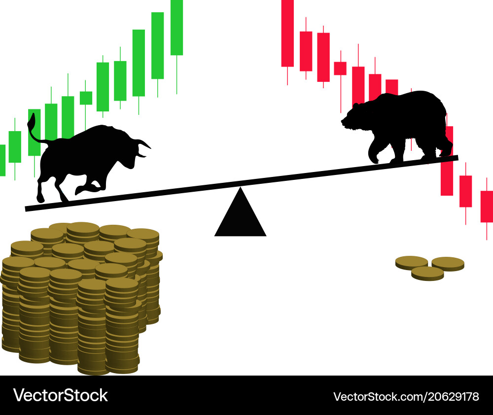 Bull and Bear Stock Market Scale Vector Image