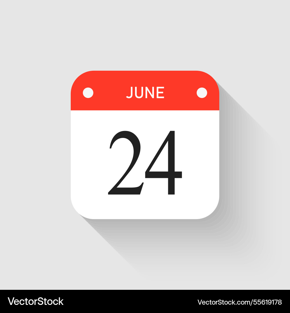 Icon Seite Tag Kalender - 24 Juni Monat Icon Seite Tag Kalender - 24 Juni Monat vektorbild