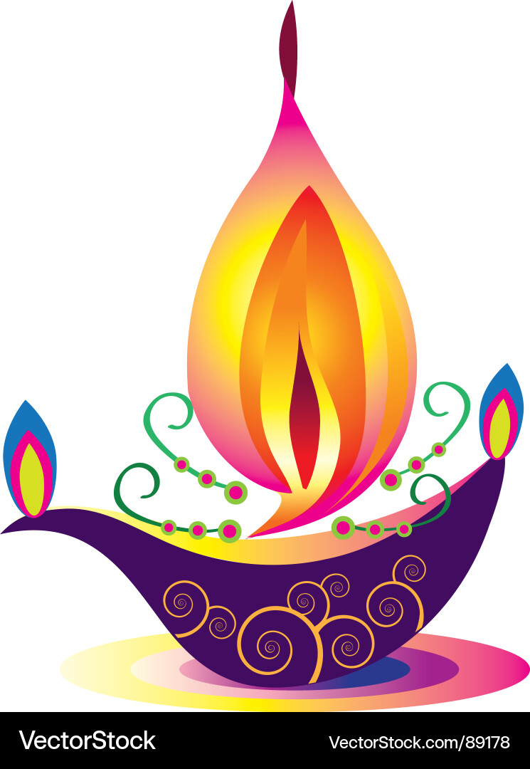 Indian Oil Lamps - Diwali Wishes Vector Image