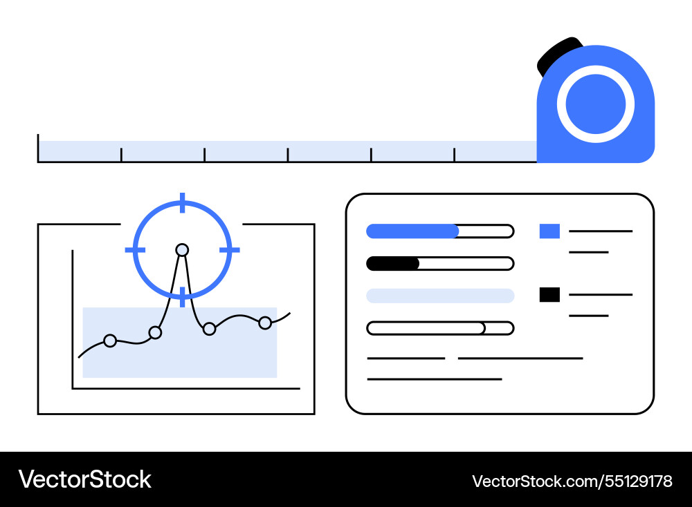 Measurement tools and data analysis with charts vector image