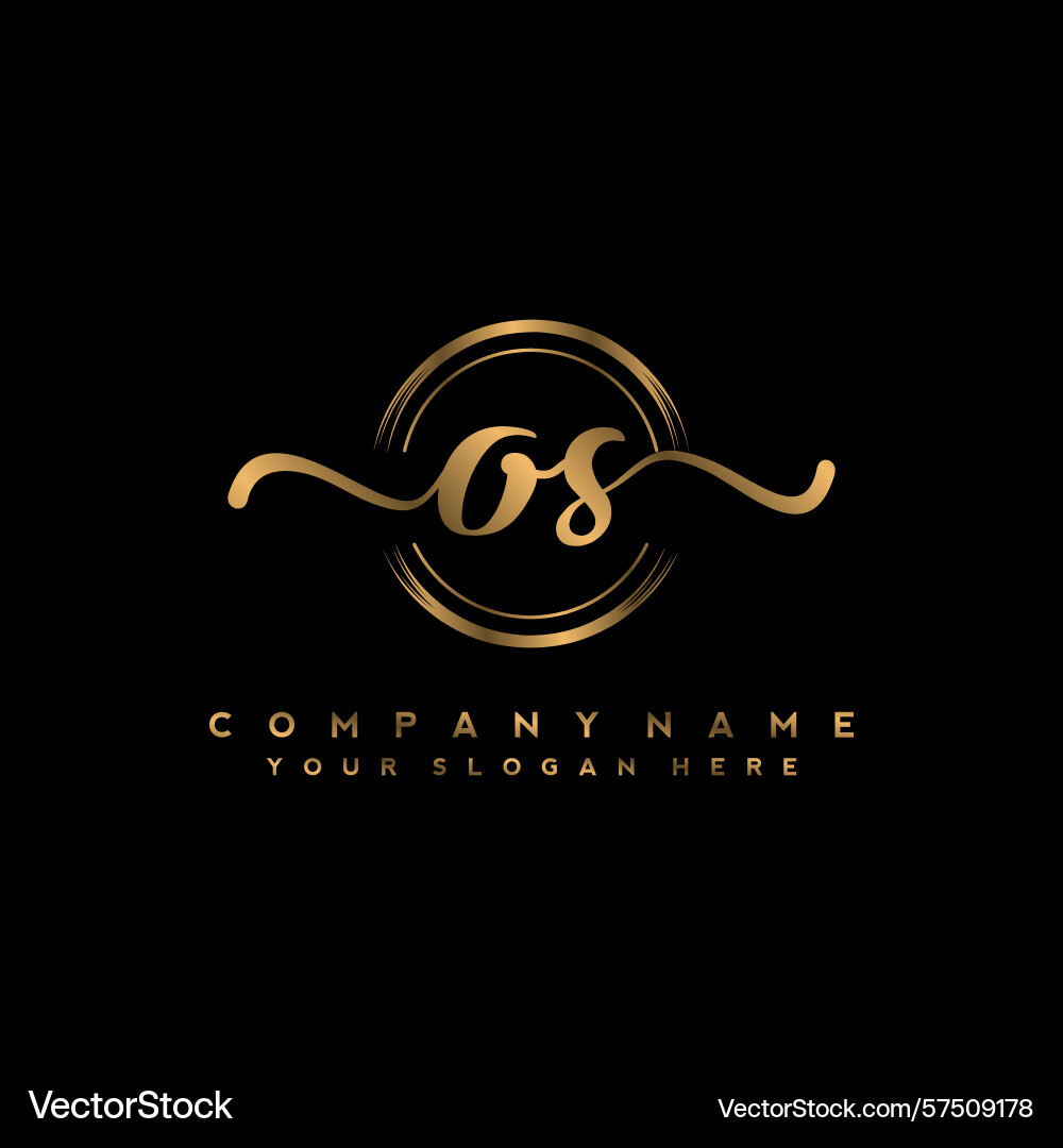 Os initial handwriting logo with circular wave Vector Image