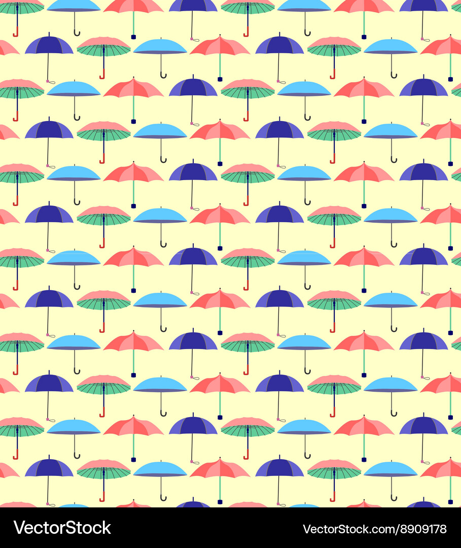 Seamless pattern with a set of textured umbrelas Vector Image