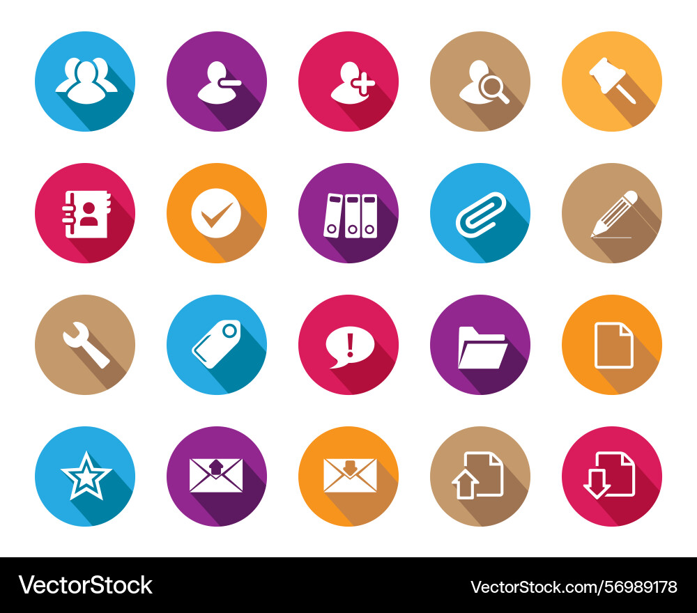 Simple white web icons on colorful sphere Vector Image