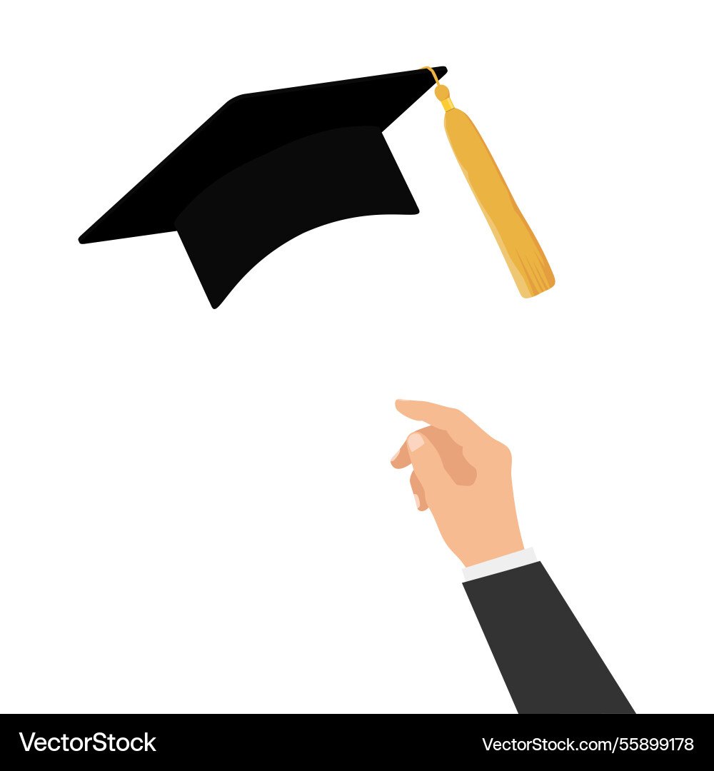 Wurfgraduiertenhut in der Luft Wurfgraduiertenhut in der Luft vektorbild