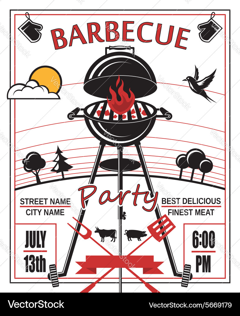 Barbecue Party Invitation Vector Image