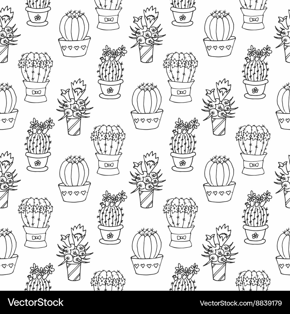 Cactus seamless pattern Vector Image