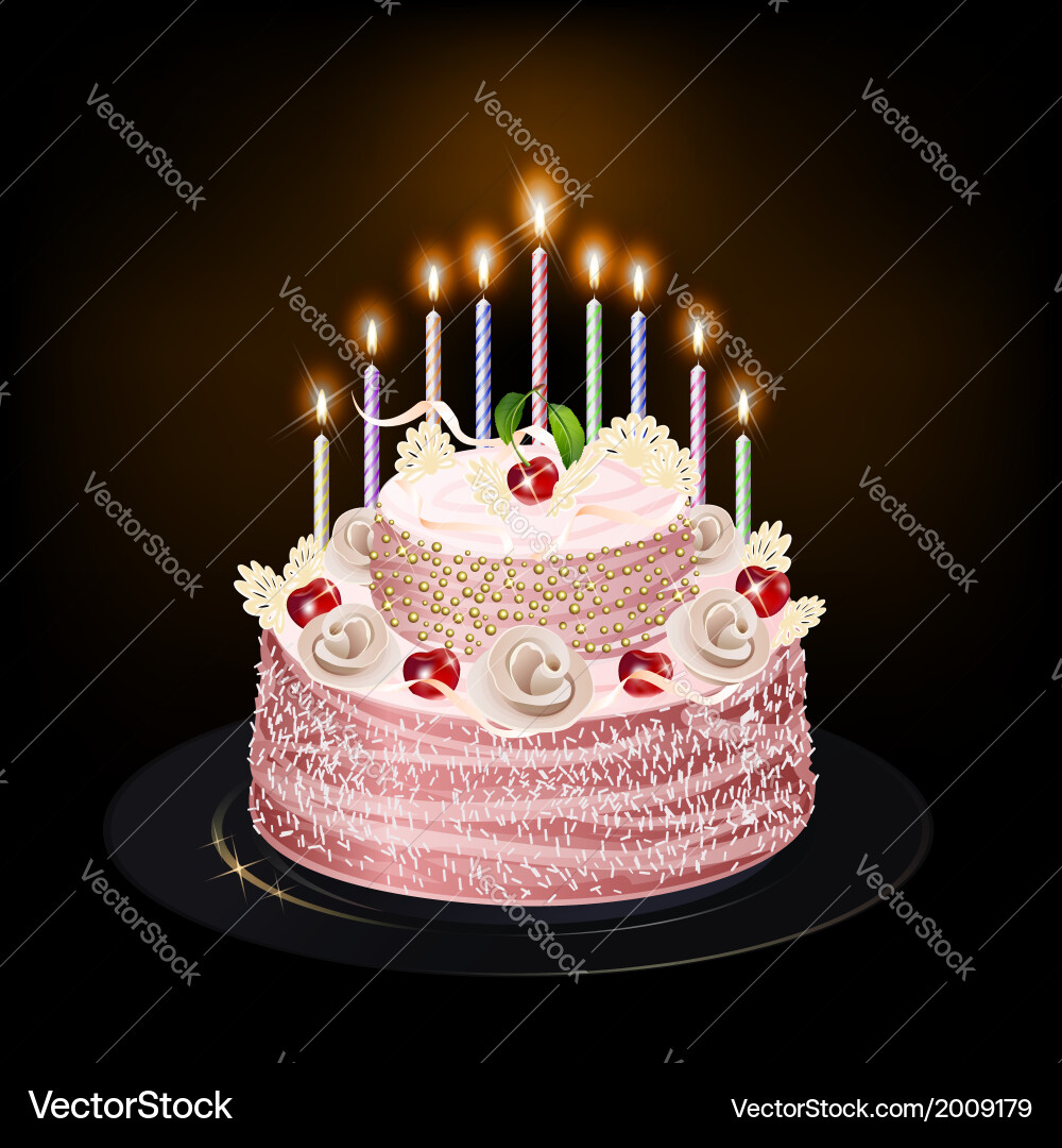 Cake with candles Royalty Free Vector Image - VectorStock