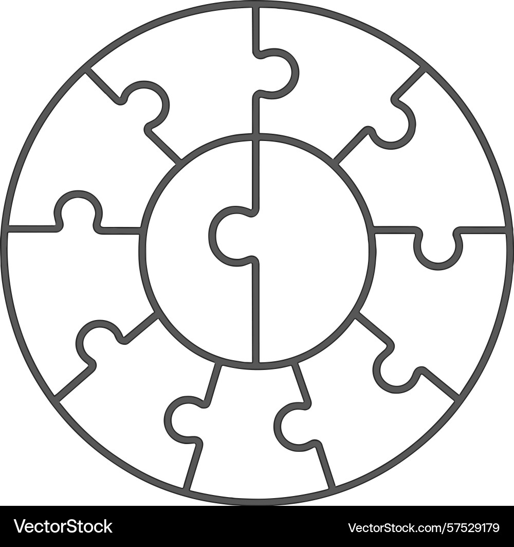 Circular puzzle design with interlocking pieces vector image