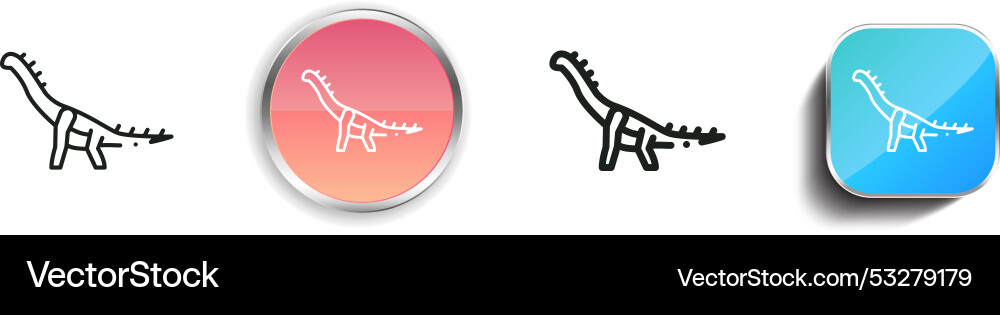 Dinosaur icon thin linear regular and button Dinosaur icon thin linear regular and button Vector Image