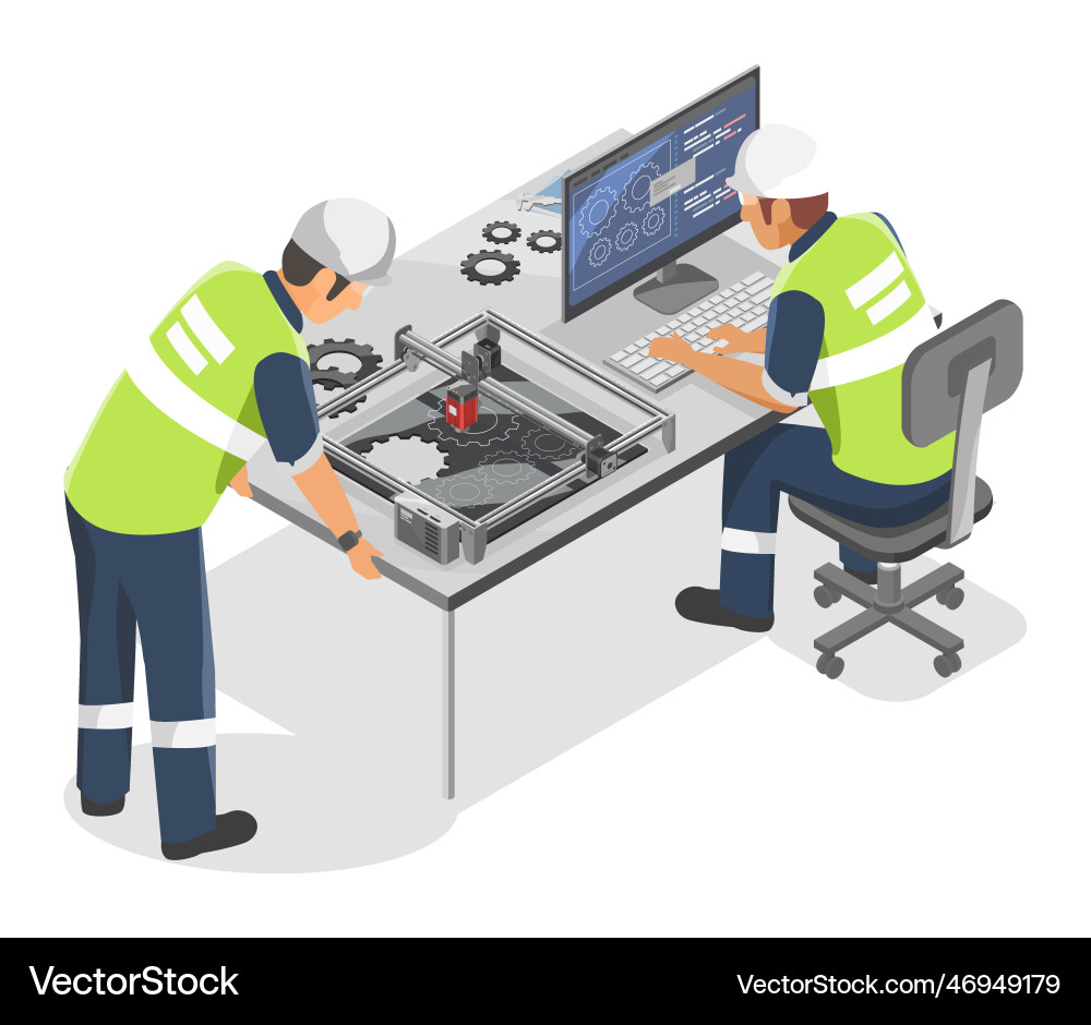 Industrial Engraver CNC Machine Royalty Free Vector Image