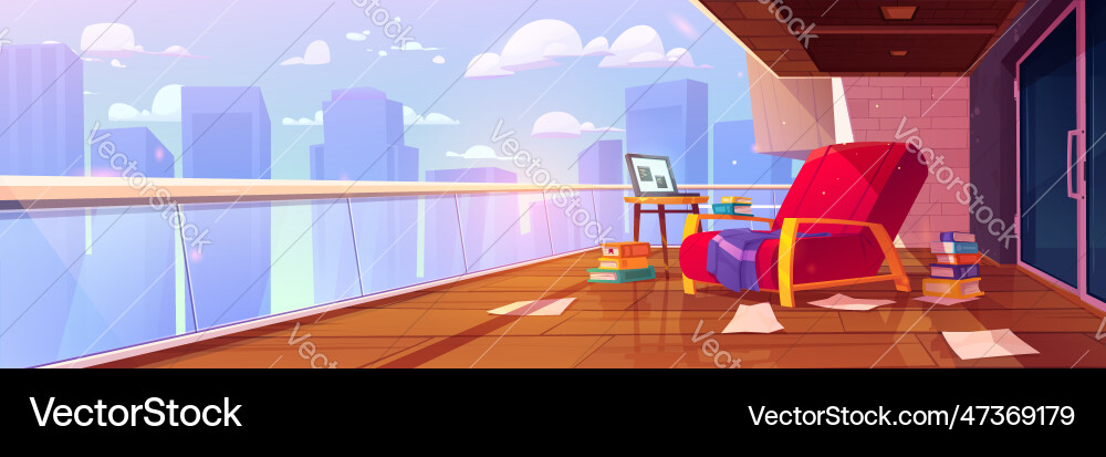 Open city terrace apartment interior with armchair vector image