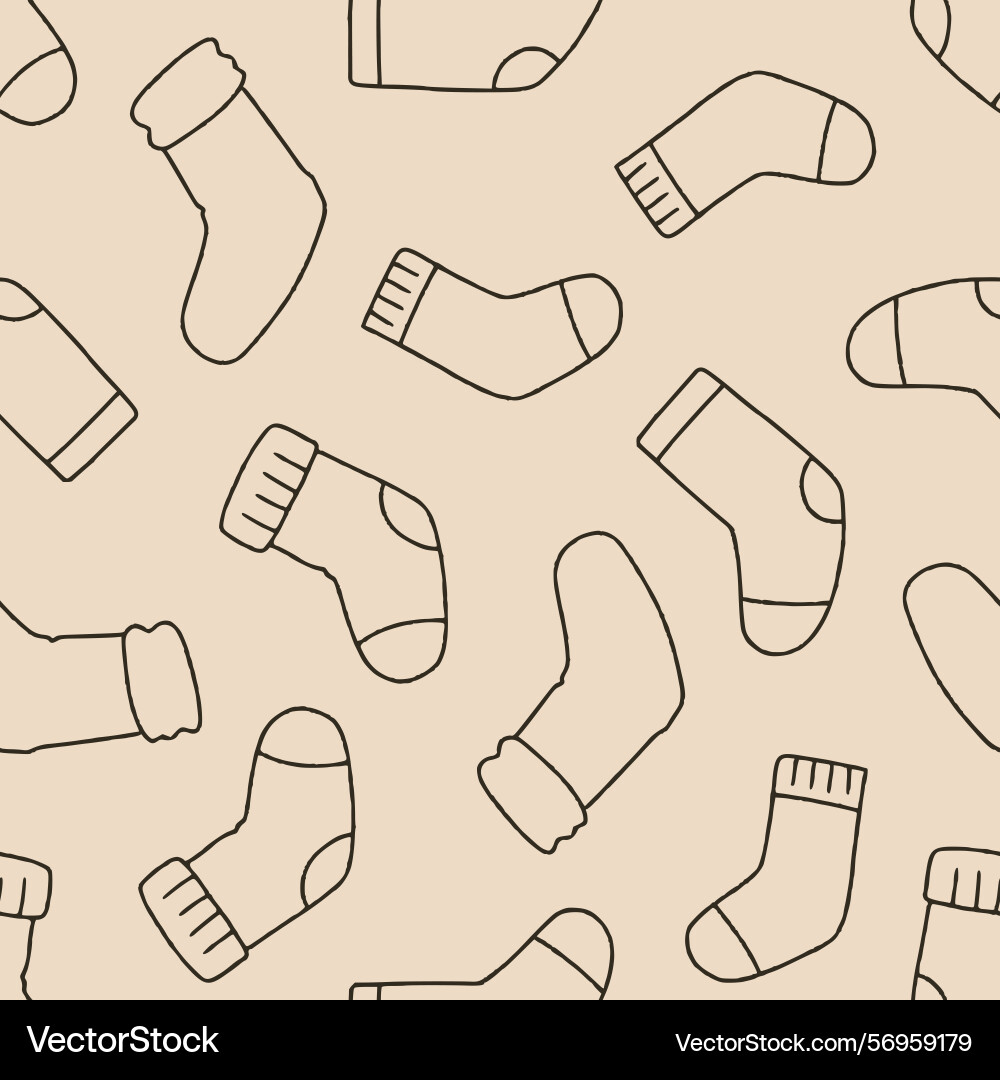 Outline sock pattern repeat seamless vector image