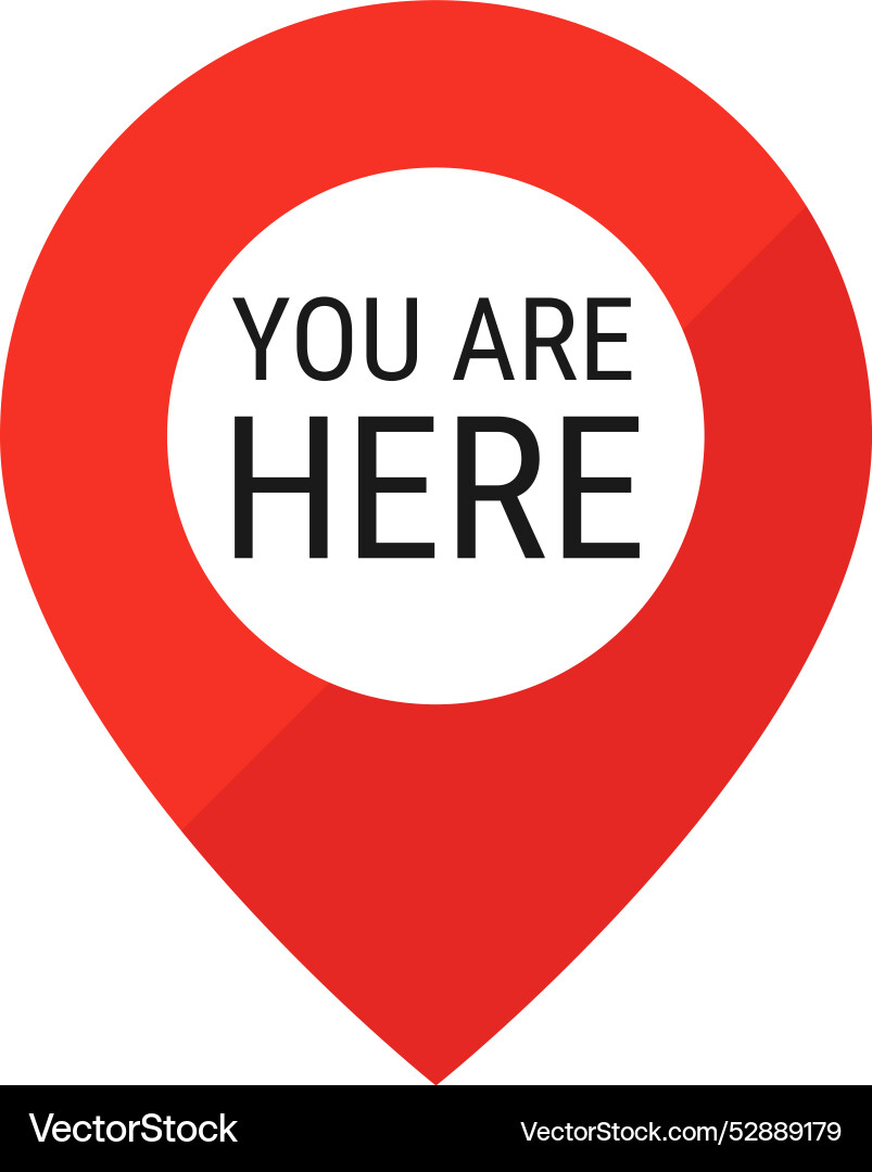 Red location point with text you are here vector image