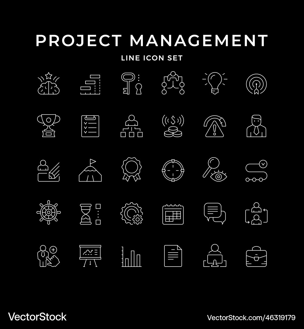 Set line icons of projects management Vector Image