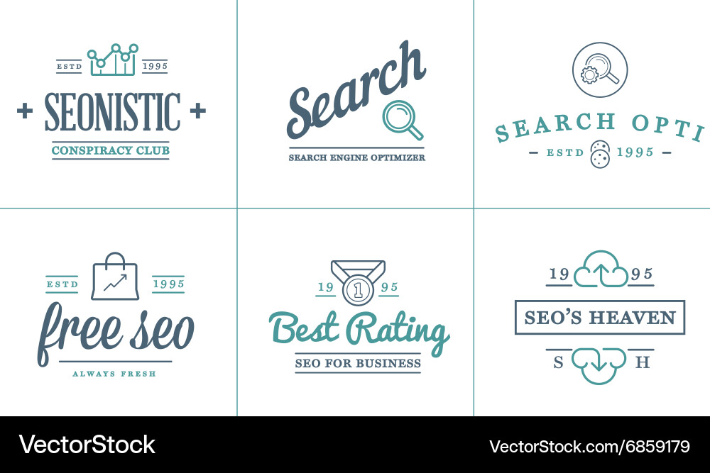 Set of seo search engine optimisation elements Vector Image