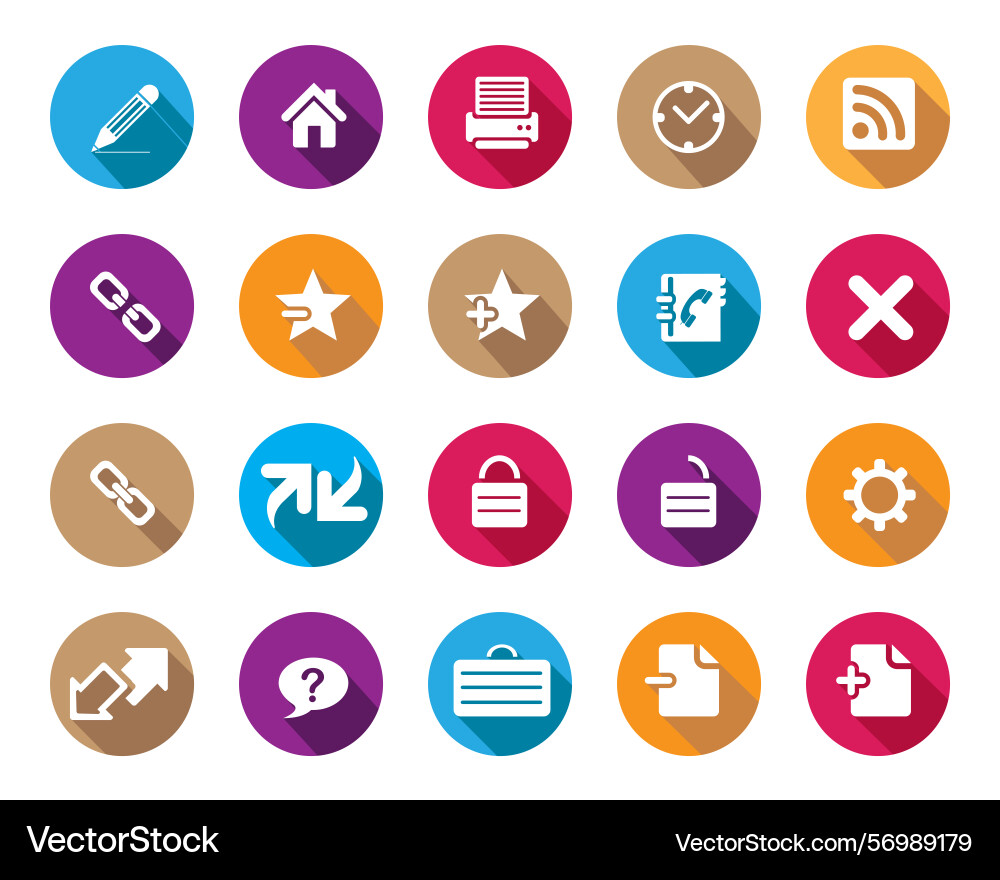 Simple white web icons on colorful sphere vector image