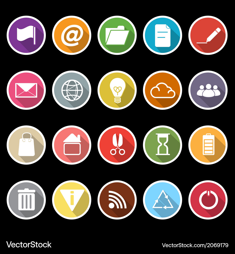 Web and internet icons with long shadow Vector Image