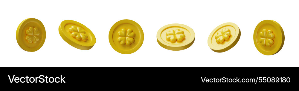 3d render clover set coin 3d render clover set coin vector image