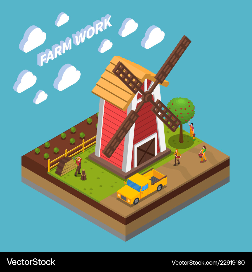 Agriculture isometric composition Royalty Free Vector Image
