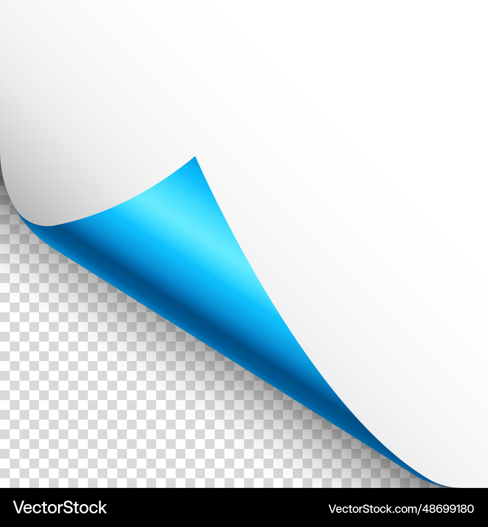 Blue paper curl curled page corner with shadow Blue paper curl curled page corner with shadow vector image