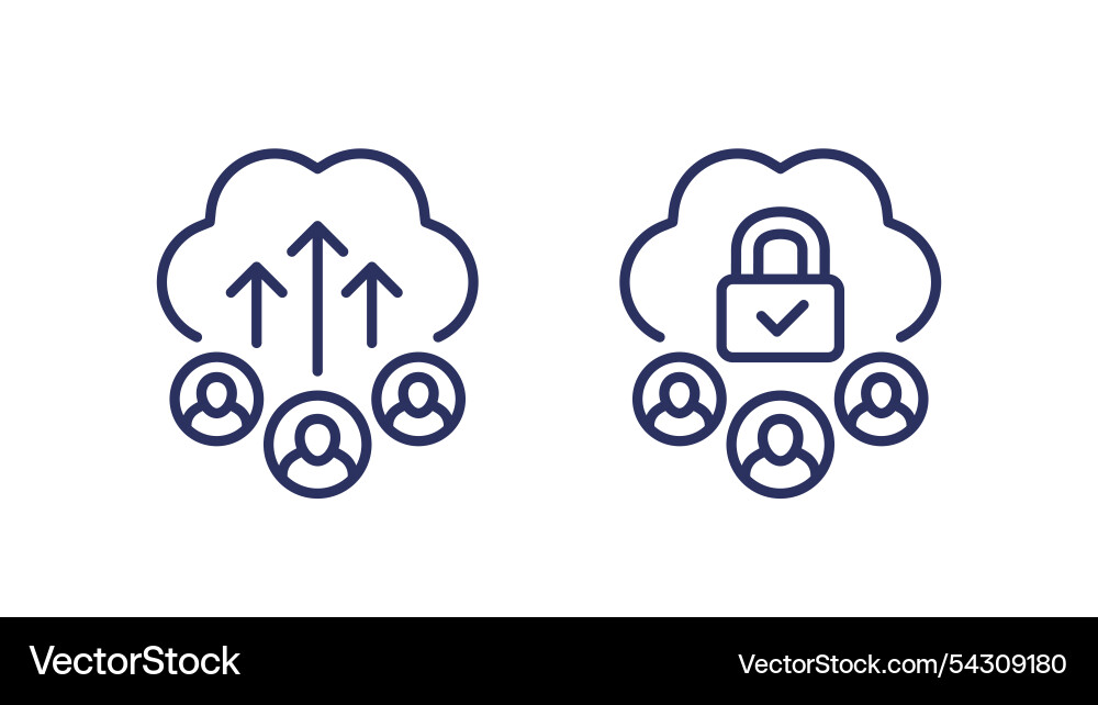 Collect user data line icons on white vector image