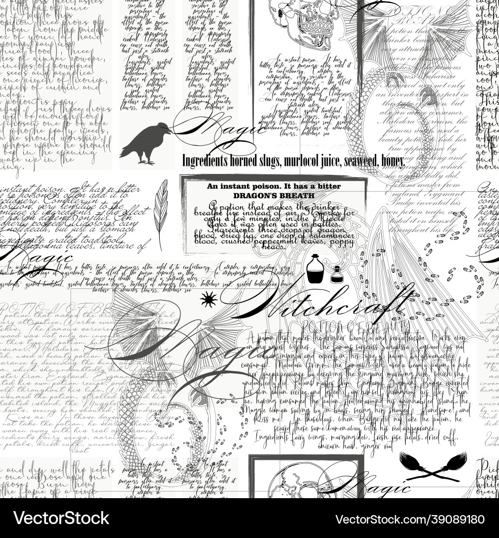 Dark Doodles - Vintage Pattern vector image