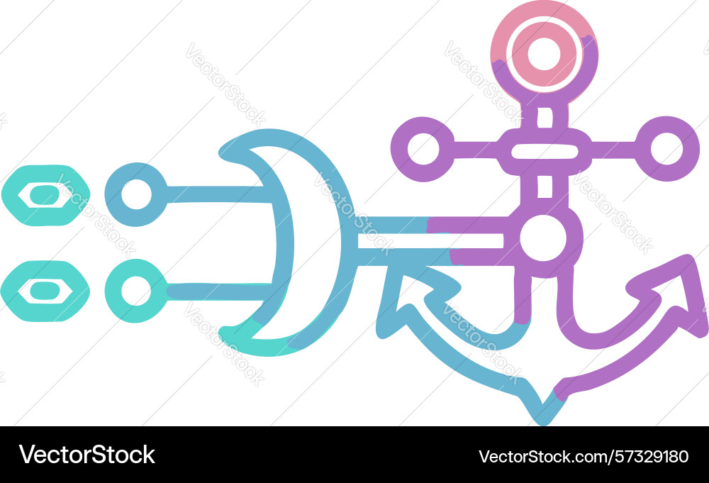 Fluid tech anchor dynamic digital flow around vector image