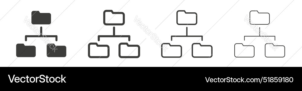 Folder tree icon set directory structure Folder tree icon set directory structure vector image