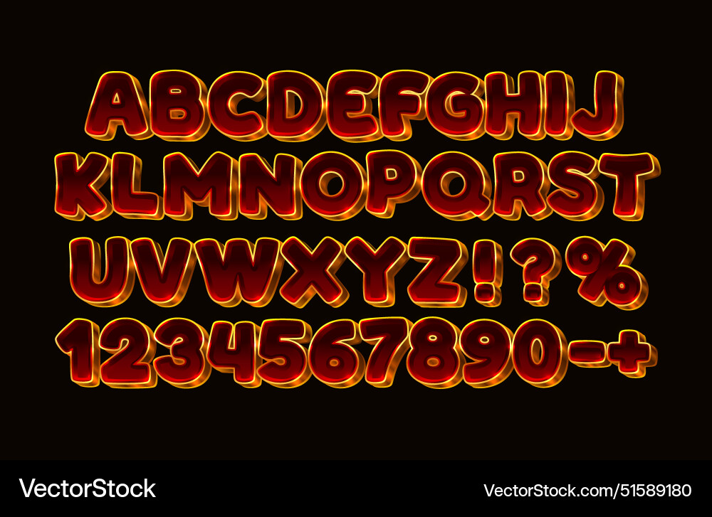 Gold font set collection letters and numbers Vector Image
