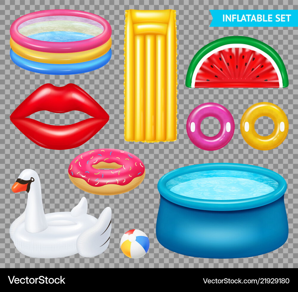 Inflatable Pool & Water Toys Set Vector Image