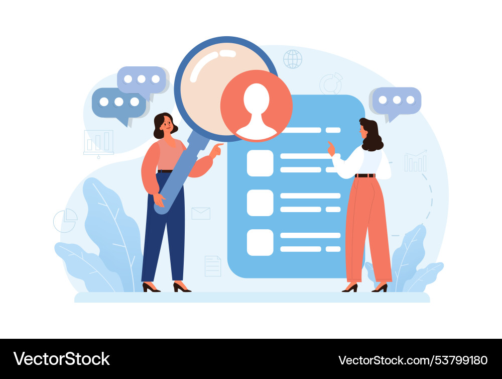 New customers search character looking through Vector Image