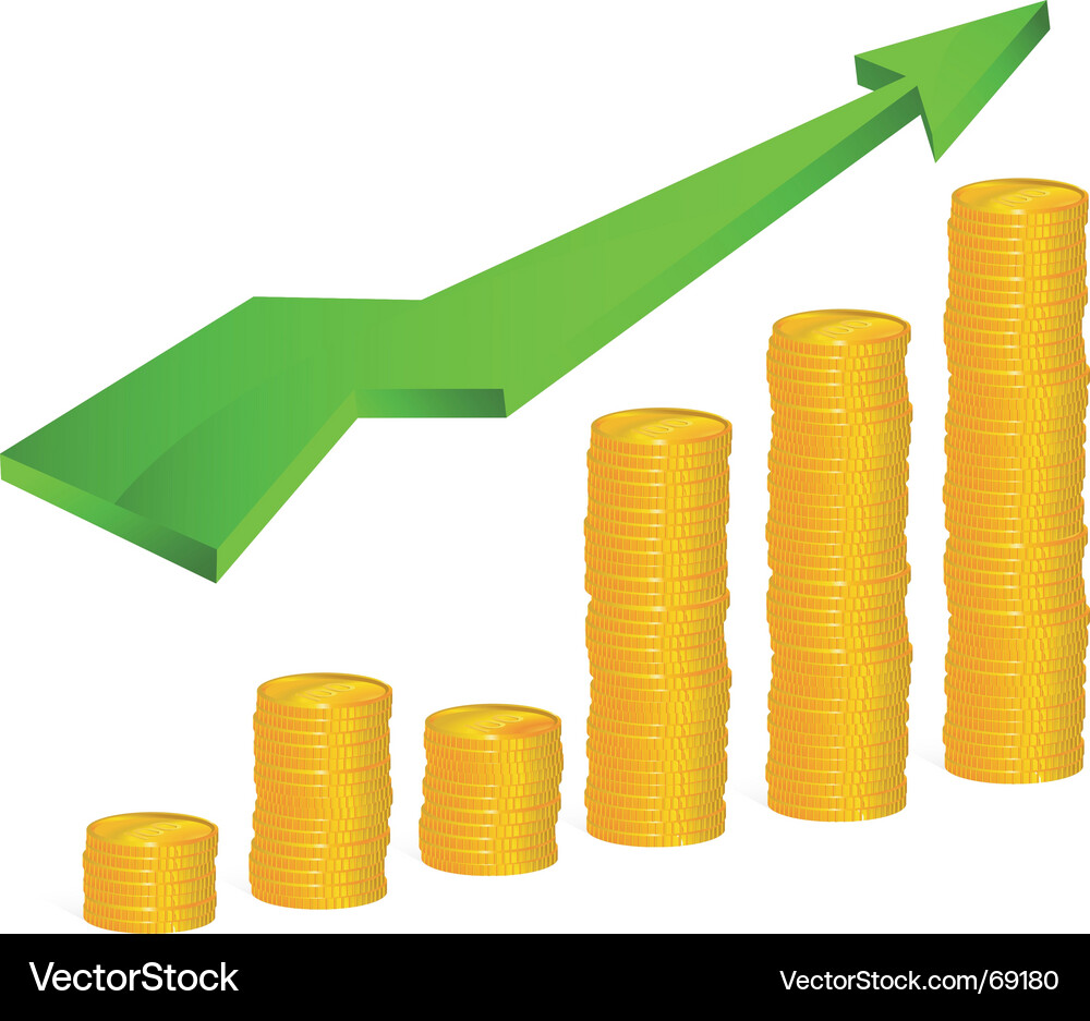 Rising Coin Graph - Finance Growth Vector Image