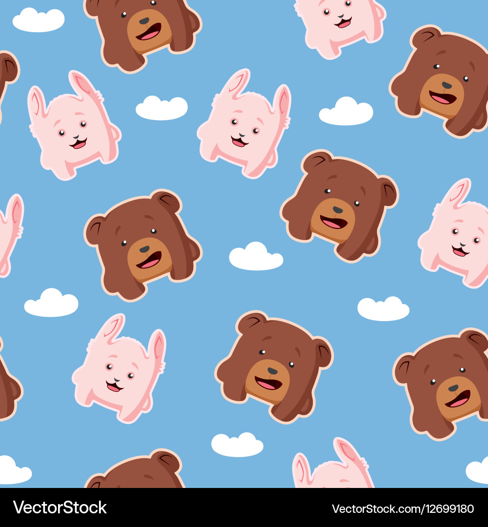 Seamless pattern with rabbit and bear vector image