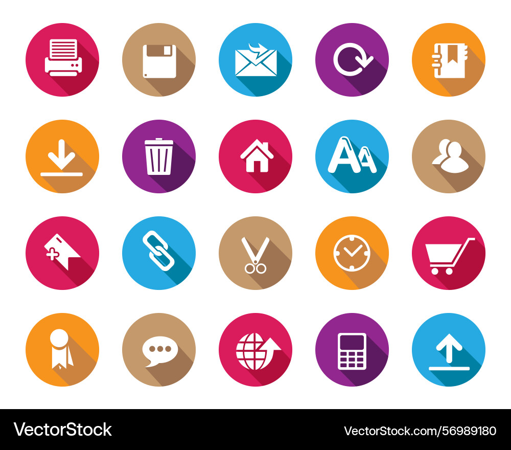 Simple white web icons on colorful sphere vector image