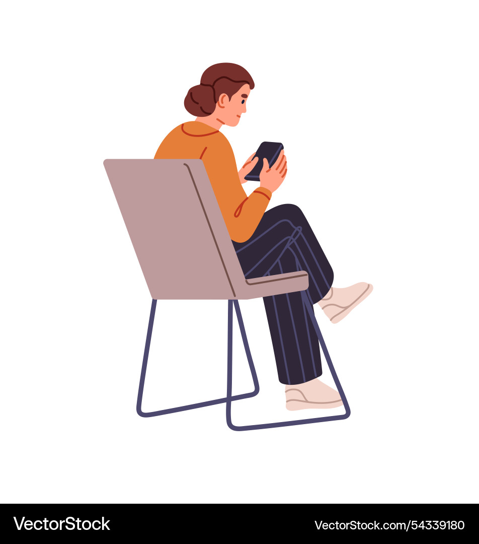Student using smartphone during seminar scrolls Student using smartphone during seminar scrolls vector image