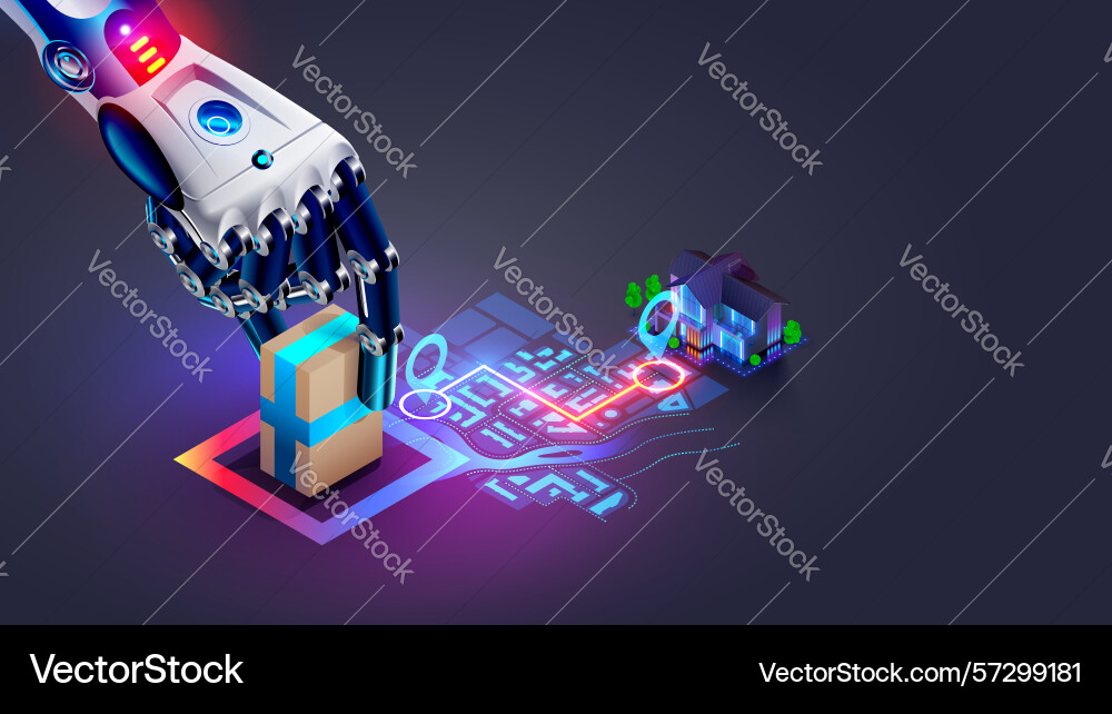 Ai manages automated delivery of orders from Ai manages automated delivery of orders from vector image