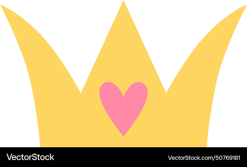 Cute crown with pink heart princess diadem icon vector image