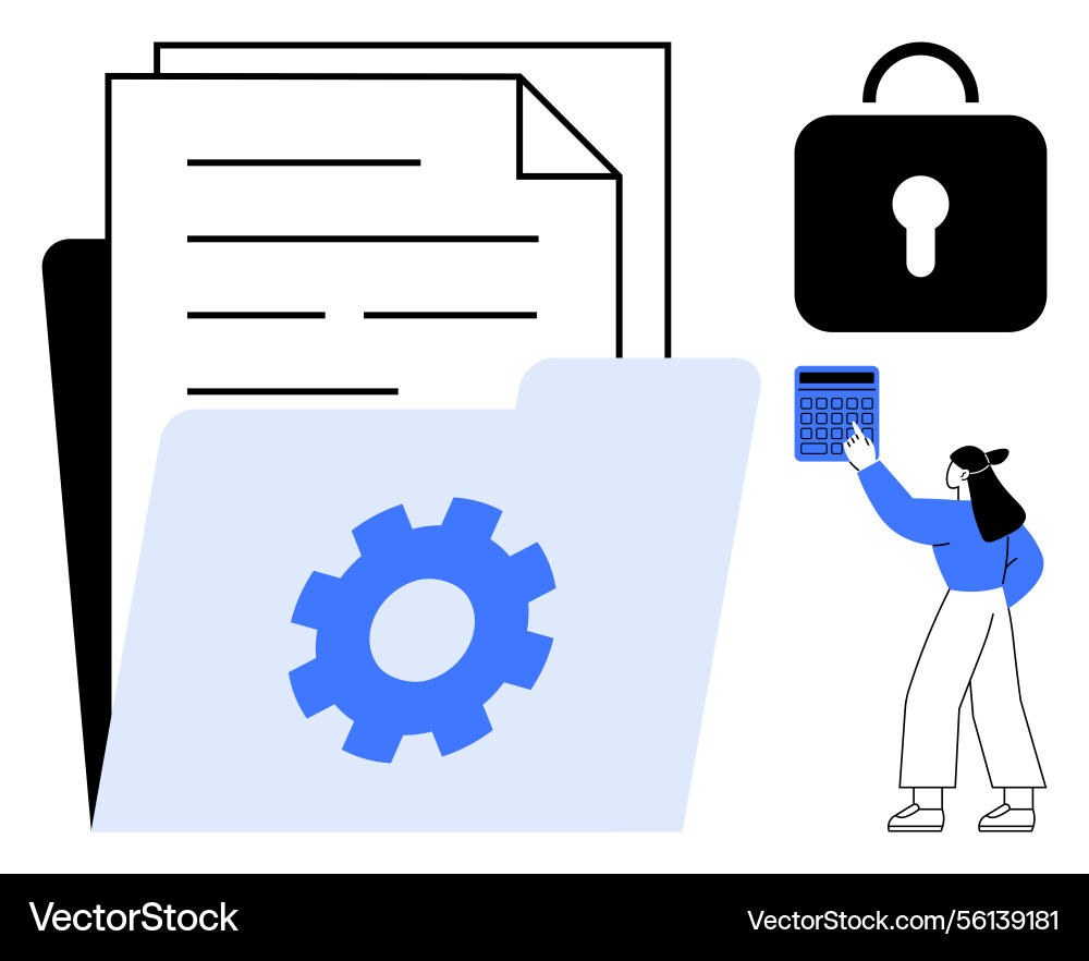 Data security and management with locked folder Data security and management with locked folder vector image