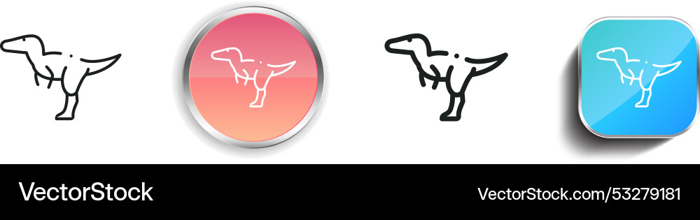 Dinosaur icon thin linear regular and button vector image