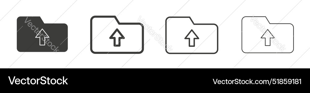 Folder upload icon set for data file transfer Folder upload icon set for data file transfer vector image