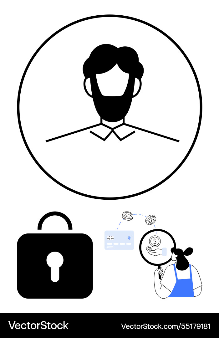 Personal data security concept with lock user Personal data security concept with lock user vector image