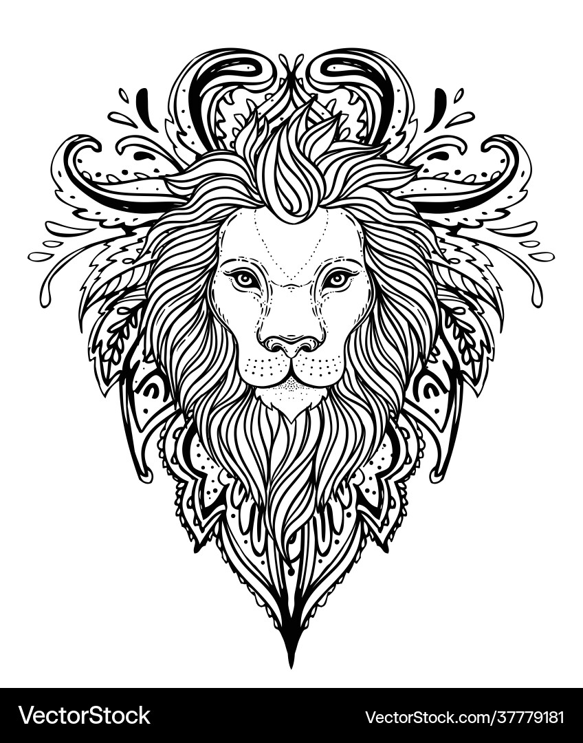 Sacred Geometry Lion Head Vector Image