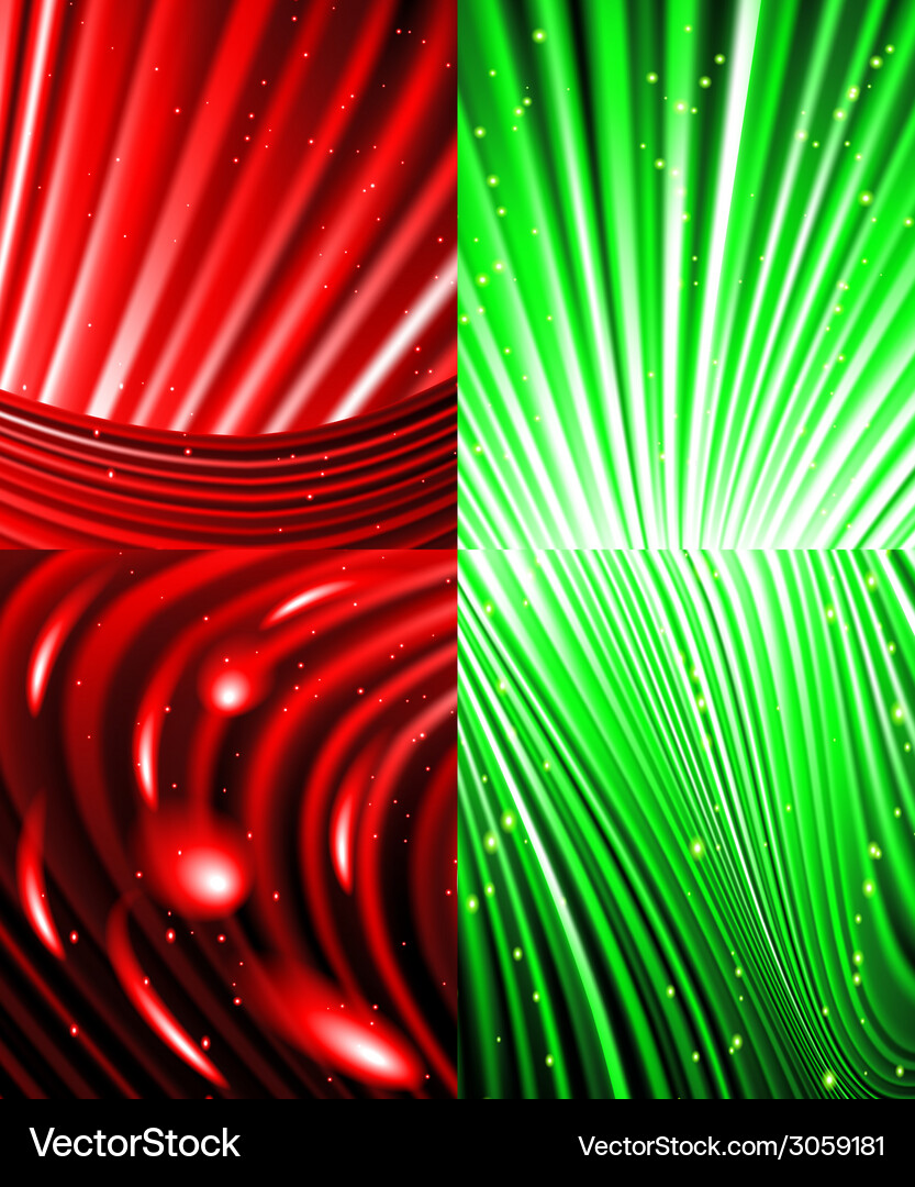 Set of abstract luminous rays background Vector Image