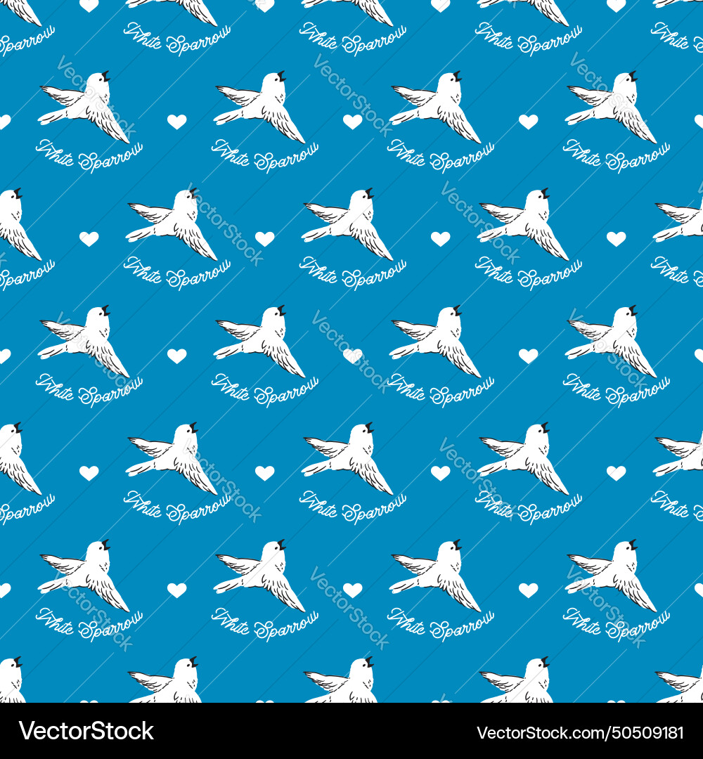 White sparrow script fly in blue pattern White sparrow script fly in blue pattern vector image
