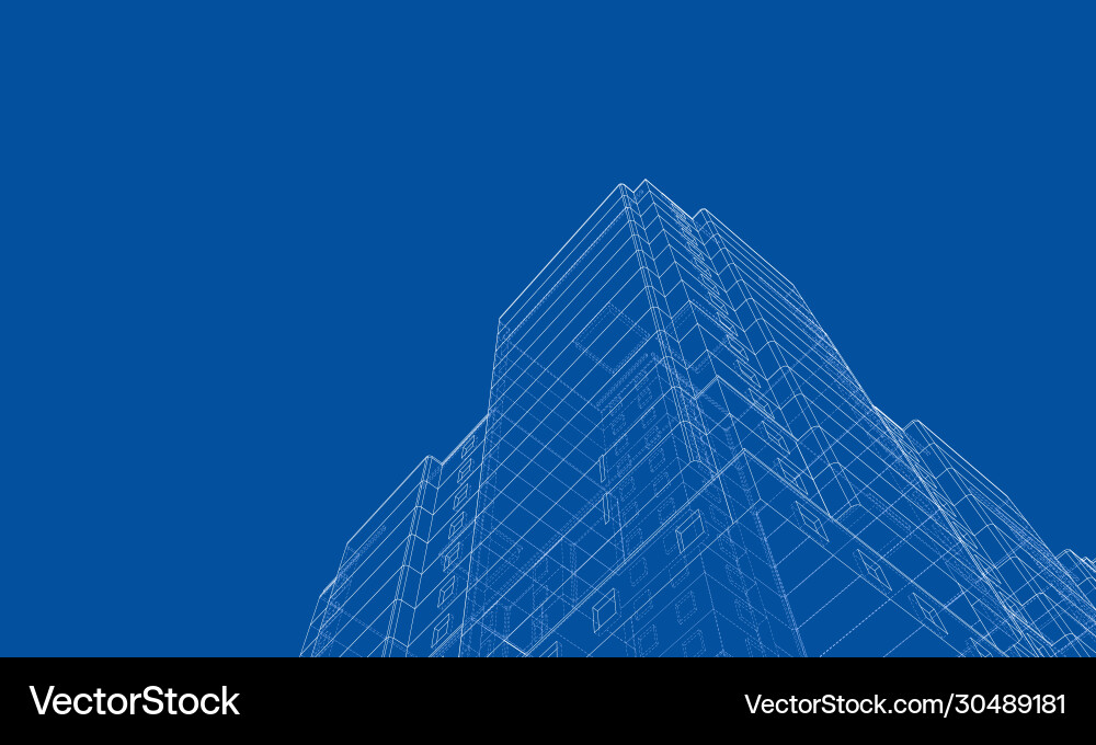 Wire-frame model a multi-storey building Wire-frame model a multi-storey building vector image