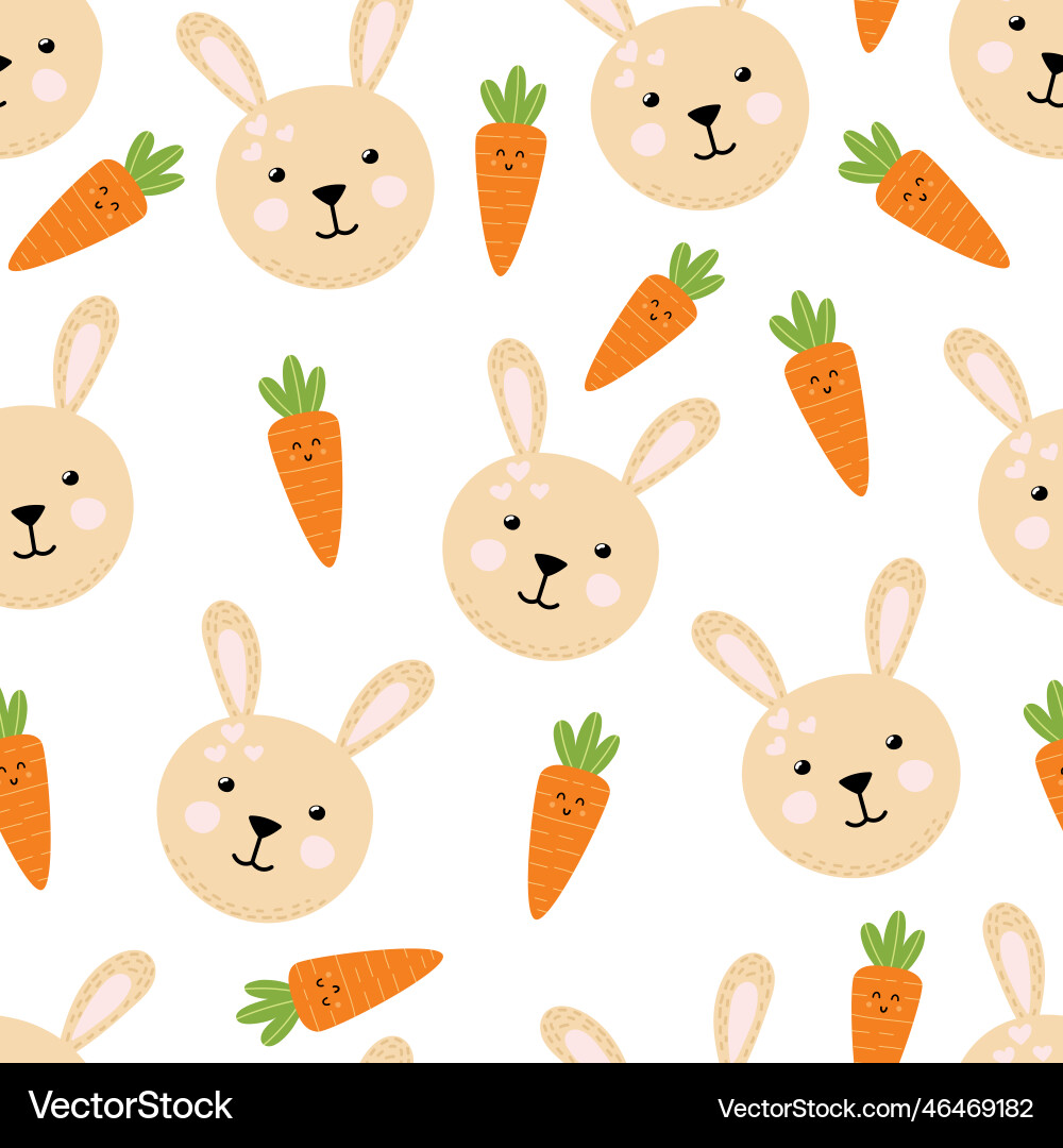 Cute rabbit and carrots seamless pattern Vector Image