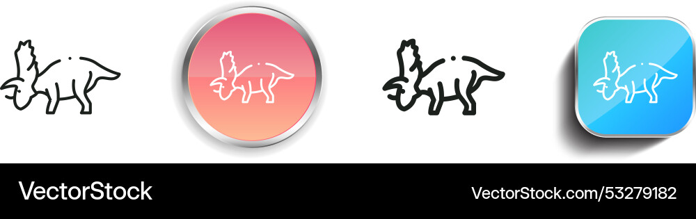 Dinosaur icon thin linear regular and button vector image